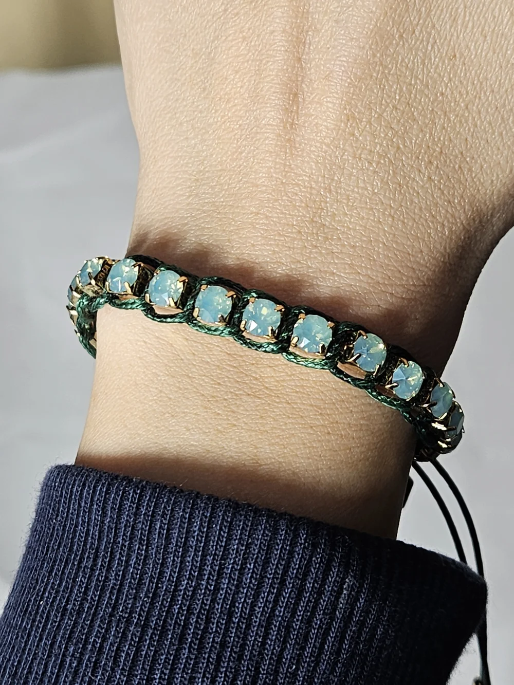 Tory Burch Mixing Swarovski Crystals Corded Thread,Macramé Logo, Bracelet Friend